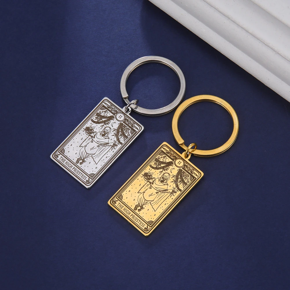 Dawapara Skeleton Tarot Karte Schlüsselbund Edelstahl Glück Amulett Ringelblume Tarot Schlüsselring Schädel Gothic Halloween Schmuck Geschenk – Detail 27