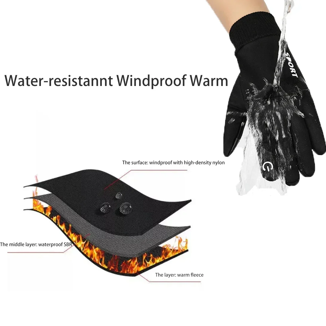 Waterproof Windproof Thermal Adding Velvet Touchscreen Anti Slip Bicycle Cycling Sports Bike Outdoor Player Field Soccer Gloves 5