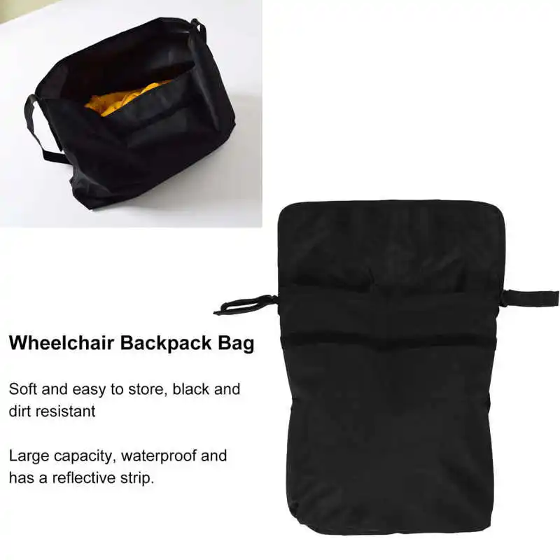 Wheelchair Backpack Bag Wheelchair Back Organizer Pouch Reflective Stripe Wheelchair Storage Accessories for Disabled Elderly 4