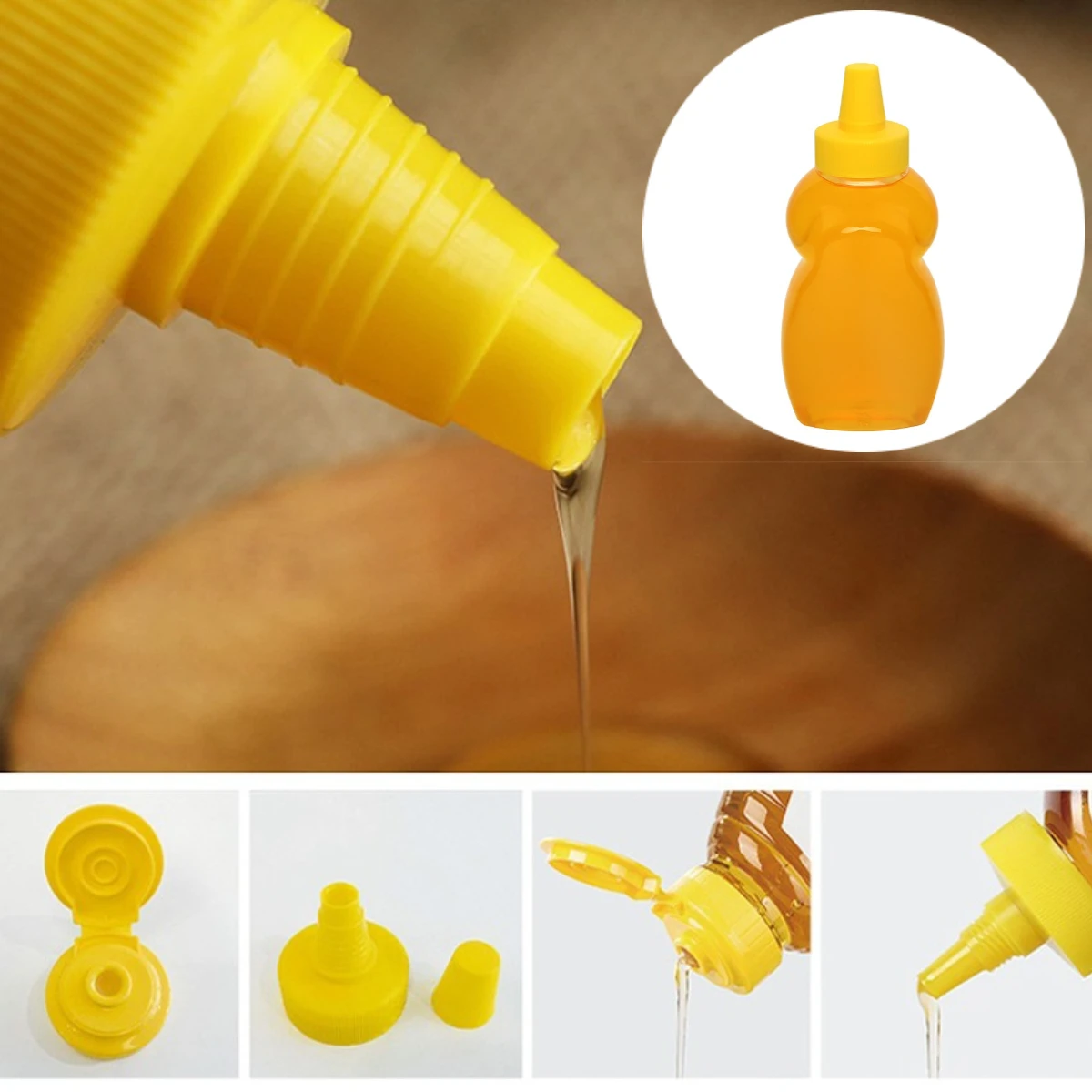 290ml Honey Bottles Squeeze Dispenser Packaging Salad Dressing Jar Mini Jam Clear Containers Empty Ketchup Syrup Sauce