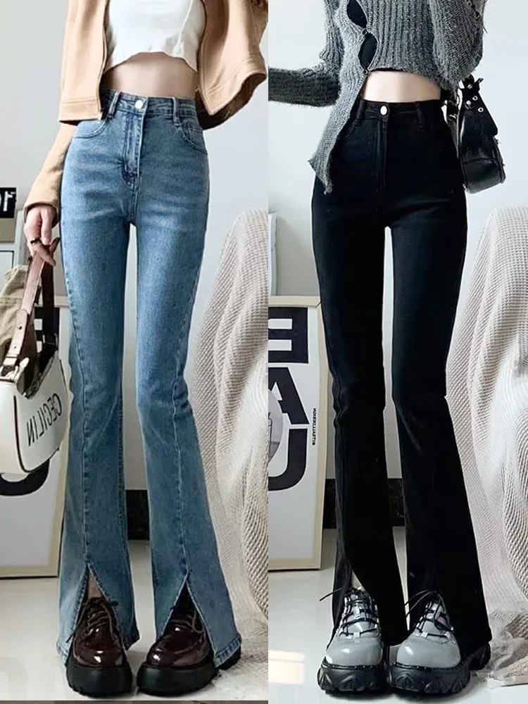 

Stretch Women's Jeans 2024 Trend Blue Hight Waist Ripped Casual Fashion Streetwear Denim Pencil Pants Jean Female New G63