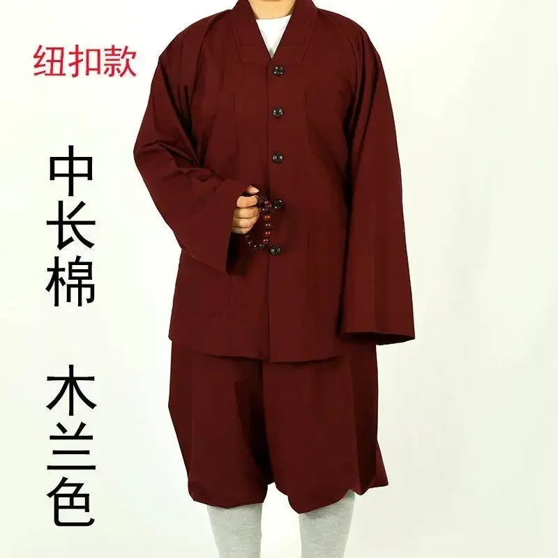 Traditional Chinese Buddhism Arhat Gown Set Adult Men Monk Robe Clothes Top and Pants Buddhist Clothes