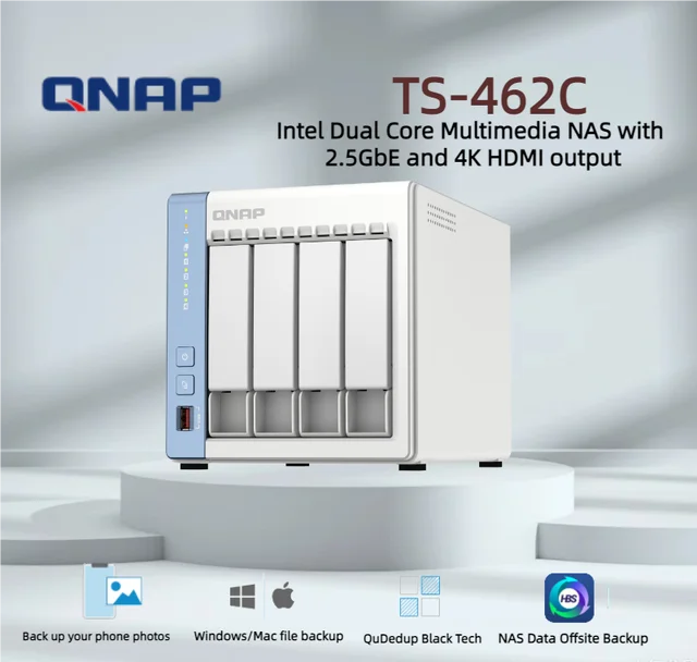QNAP TS-433-4G-US 4 Bay NAS with Quad-core Processor, 4 GB DDR4 RAM and  2.5GbE Network (Diskless)