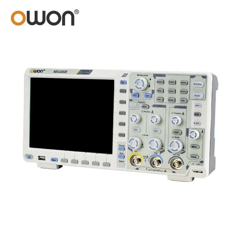 OWON XDS3202E 8 Bits Dual Channel Digital Oscilloscope 200MHz 1GS/s 40M Record Length 56,000 wfms/s 8 inchs 2 +1External Options 5