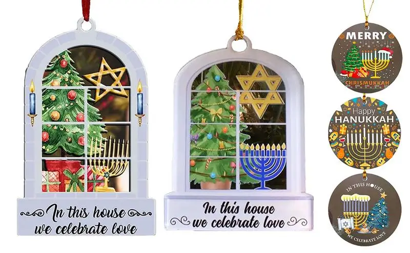 

Christmas Acrylic Ornaments Multi-Purpose Pendants For Christmas Tree Decorations Home Decor Party Favors With Stars And Menorah
