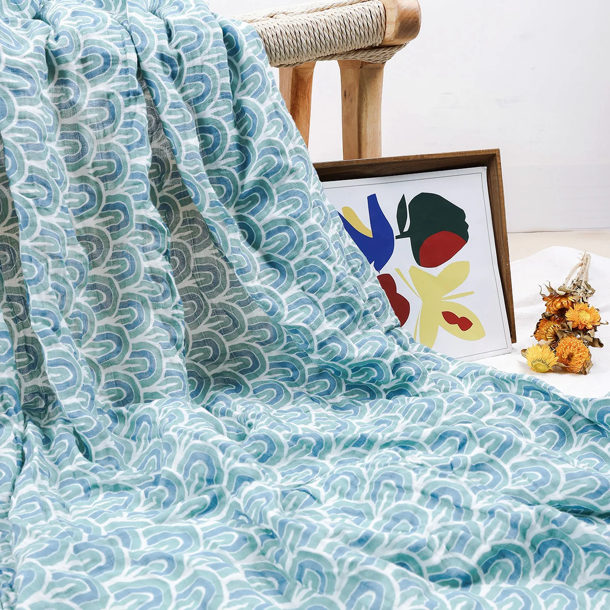 Baby Muslin Swaddle Cotton Summer Soft Cute Print Baby Blanket 120*110CM
