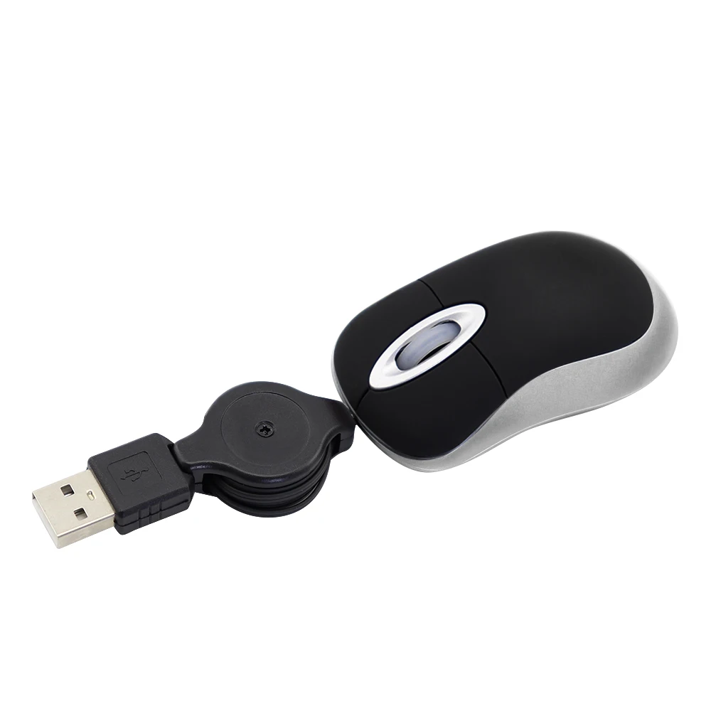 Mini Computer Mouse Retractable UB Cable Optical Ergonomic Small Wired Mause Portable 3D Office Mice For Kid Small Hand PC Mac - 2