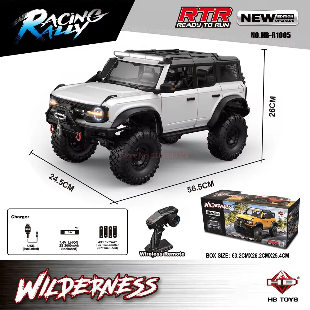 2025 HB-R100 Series RC Car New Upgrade Ford Bronco 1:10 Full Scale Model Climbing Car High Speed Off-Road Vehicle 6