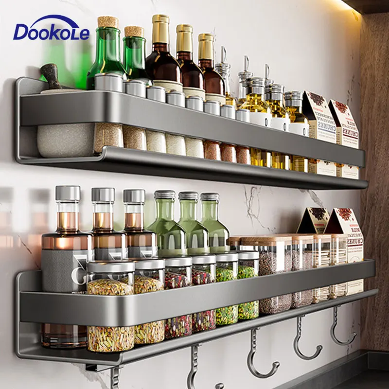 

Spice Rack Organizer Wall Mount,Black Spice Pantry Organization Storage Shelf,Wall Shelves Kitchen Essentials Home Organization
