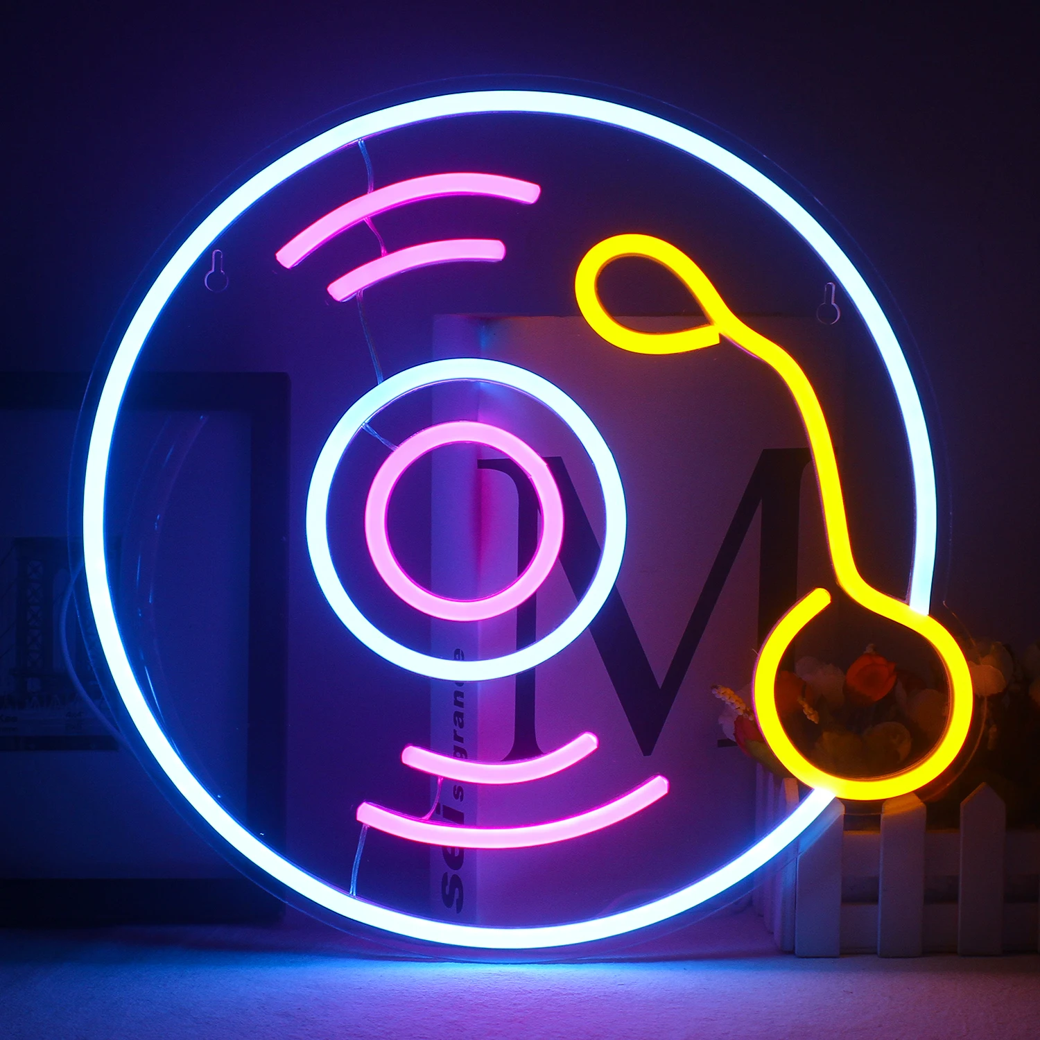 Cd Record Neon Sign Studio Di Registrazione Incandescente Wall Decor Bar Party Club Music Gamer Bedroom Decor Neon Light Music Lover Neon