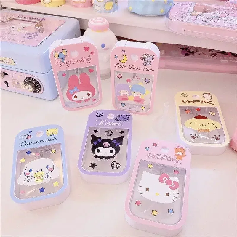 

45ML Sanrio Anime HelloKitty Plastic Dispensed Spray Bottle Kawaii Cinnamoroll My Melody ABS Travel Portable Pendant Girl Gift