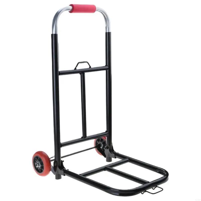 Space Saving Foldaway Utility Cart Easy to Store and Convenient Pull Wagon with Rubber Tires for Home and Travel Needs