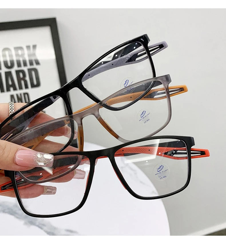 Neue Zwei Farbe Eyeframe Sport Stil Anti Blaues Licht Gläser Trendy männer Und frauen Mode Myopie Gläser TR004 – Detail 4