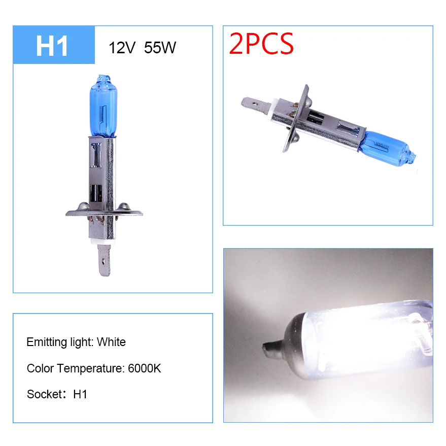 ADPOW 2db H1 12V Épületszárny szuper Fehérítőszer Halogének Villanyégő 6000K Első lámpa automat Köd Villanyégő 55W 100W autó Halogének izzó ligh Hagyma számára autók