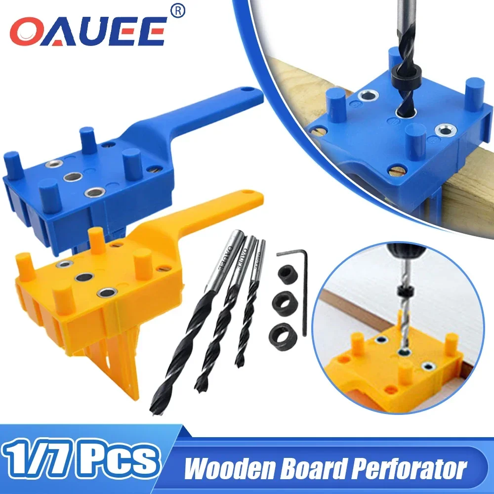 

Oauee Quick Wood Doweling Jig Tool Handheld Pocket Hole Jig System 6/8/10mm Drill Bit Hole Puncher for Carpentry Dowel Joints