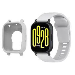 Enhanced Protective Silicone Case and Decorative Strap - Redmi Watch 5 Lite (C - S grey)