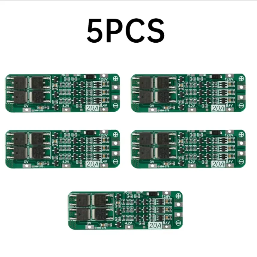 18650 리튬 이온 배터리 셀용 3S 12.6V 20A BMS 보호 보드 과충전 과전류 단락 보호