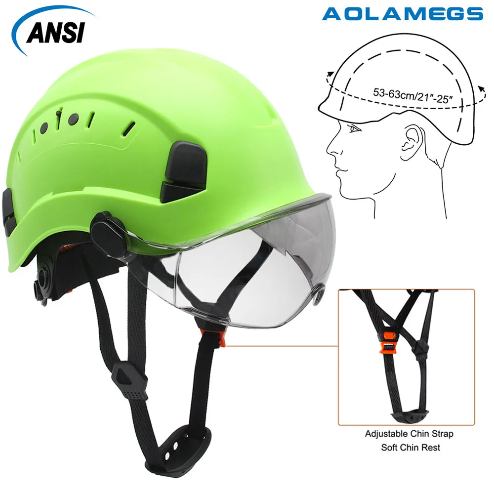 Elmetto di sicurezza con visiera scura casco protettivo da lavoro in ABS con  occhiali caschi di salvataggio per l'equitazione all'aperto
