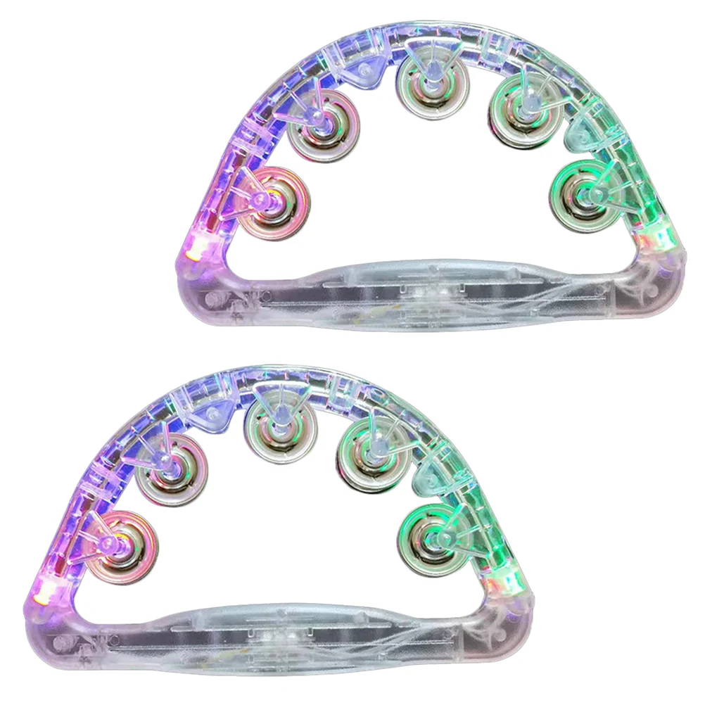 2 Rattle The Bell KTV Handled Lights Flash Rattles Kids Toys Prop Supplies Transparent Color Child