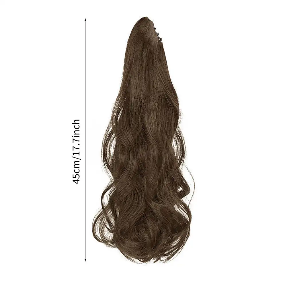 Natural Women Fluffy Long Curly High Ponytail Grab Clip Wig Hottie Girls Invisible Waves Horsetail Extensions