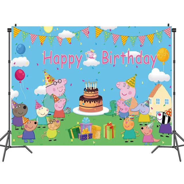 Figurine Peppa Pig pour enfants, bannière jouet, Bupedro, Suzy, exportateur  de garde d'enfants, beurre, dessin animé, fête d'anniversaire, décoration