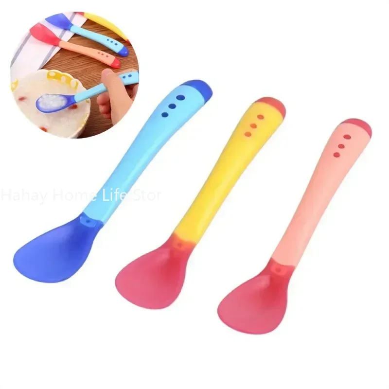 Baby Feeding Spoons Silicone Baby Feeding Spoons Tableware Waterproof Spoon Temperature Sensing Spoon Suitable For Children's Feeding