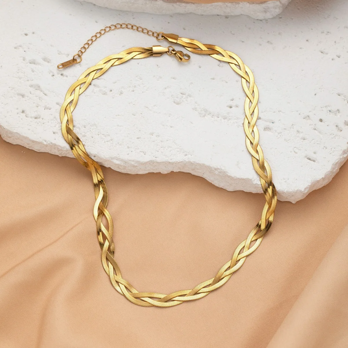 Dainty 316L Stainless Steel Three Layer Weave Necklace Bracelets For Women Snake Bone Chain Niche Special Jewelry Gifts 2