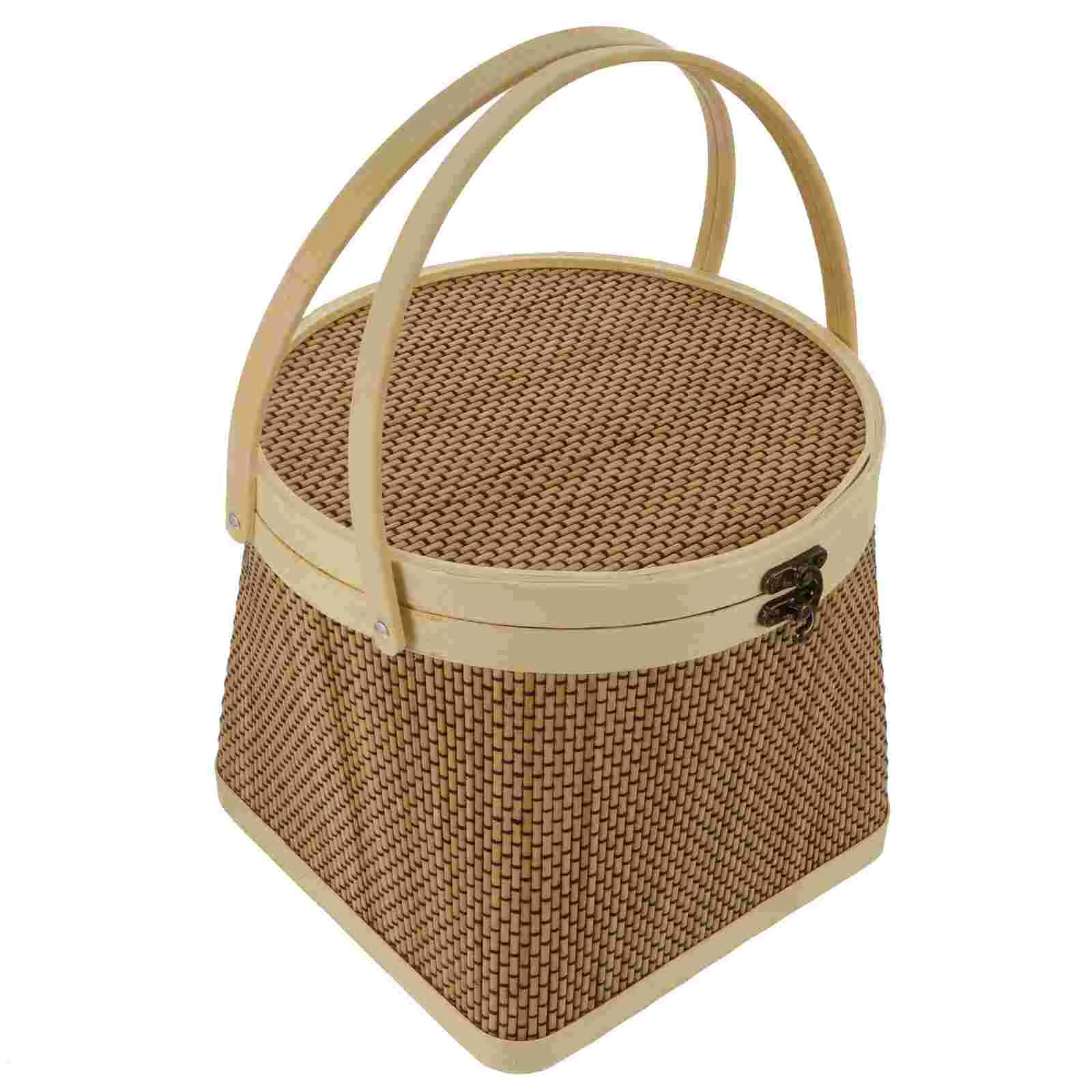 1 Pc Bamboo Gift Basket Multipurpose Picnic Basket Storage Basket with
