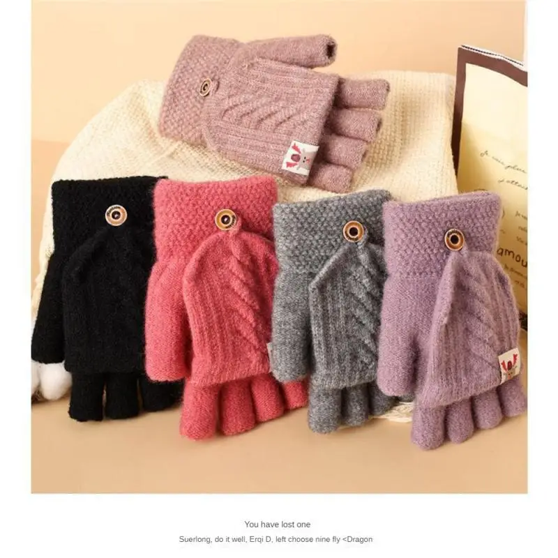 

Knitted Fingerless Gloves Winter Thicken Warm Flip Fingerless Gloves For Men Women Office Writing Mittens Half Finger Gloves