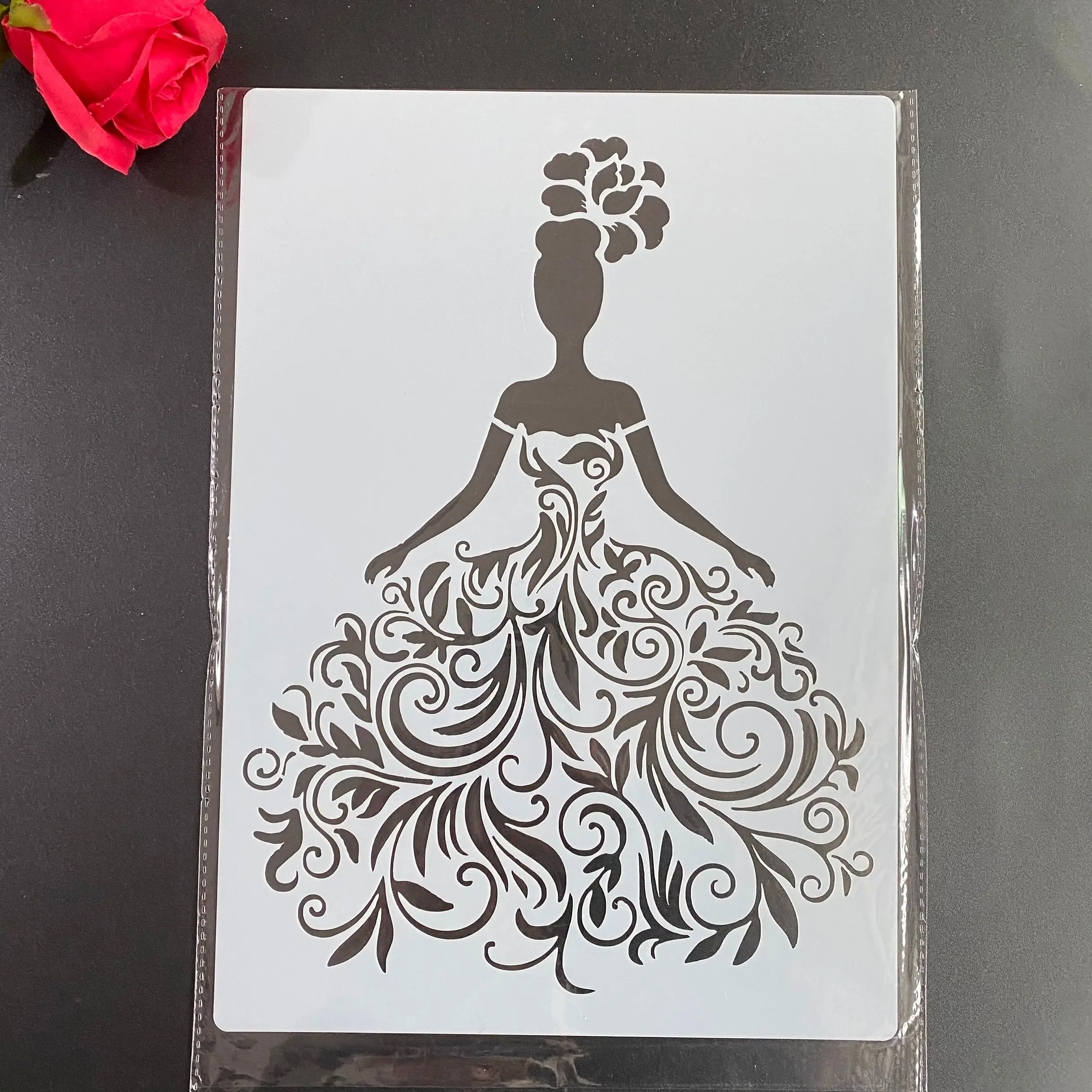 

Wall Painting Stencils Stamp Scrapbook Album Decorative Embossing Craft Paper DIY Flower Label Stencil A4 size Pretty bride