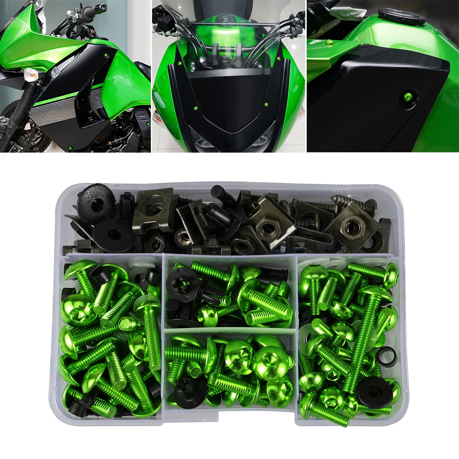 Kit De Tornillos Para Carenado Kawasaki Ninja 250R Y ZX-6R - 177 Piezas, Acero Inoxidable