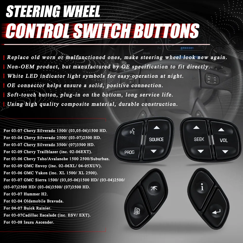 シボレーシルバラード用ステアリングホイールレギュレータボタン GMC 