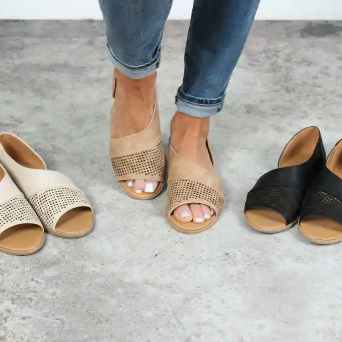 

Женские босоножки с открытым носком, бежевые повседневные босоножки большого размера с ремешком и пряжкой, на резиновой подошве, для лета, 2024