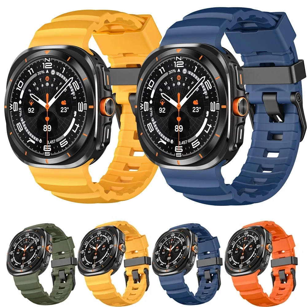 Silicone Strap for Samsung Galaxy Watch Ultra 2025 47mm Stainless Steel Buckle Comfortable Band for Galaxy Watch Ultra 8-7 47mm