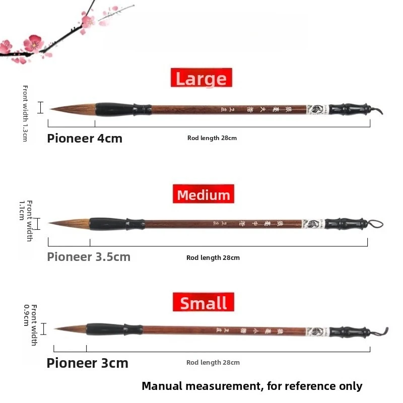 3Pcs Wood Writing Brushes Weasel Wool Hair Chinese Traditional Calligraphy Brush Set for Painting Pottery Ceramic Clay Writing