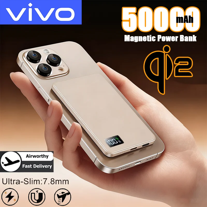 VIVO 50000mAh Slim Magnetic Wireless Power Bank 22.5W External Battery Power Bank For MagSafe For iPhone Samsung 2026New 1 VIVO 50000mAh Slim Magnetic Wireless Power Bank 22.5W External Battery Power Bank For MagSafe For iPhone Samsung 2026New 1