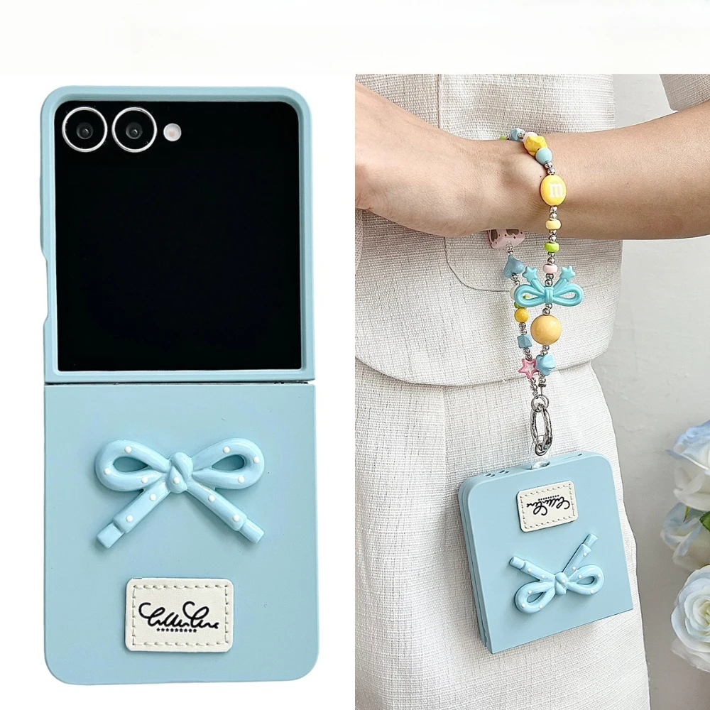 Candy Color Skin Feel Bow Tie Phone Case with Lanyard - Shockproof Protective Back Cover
