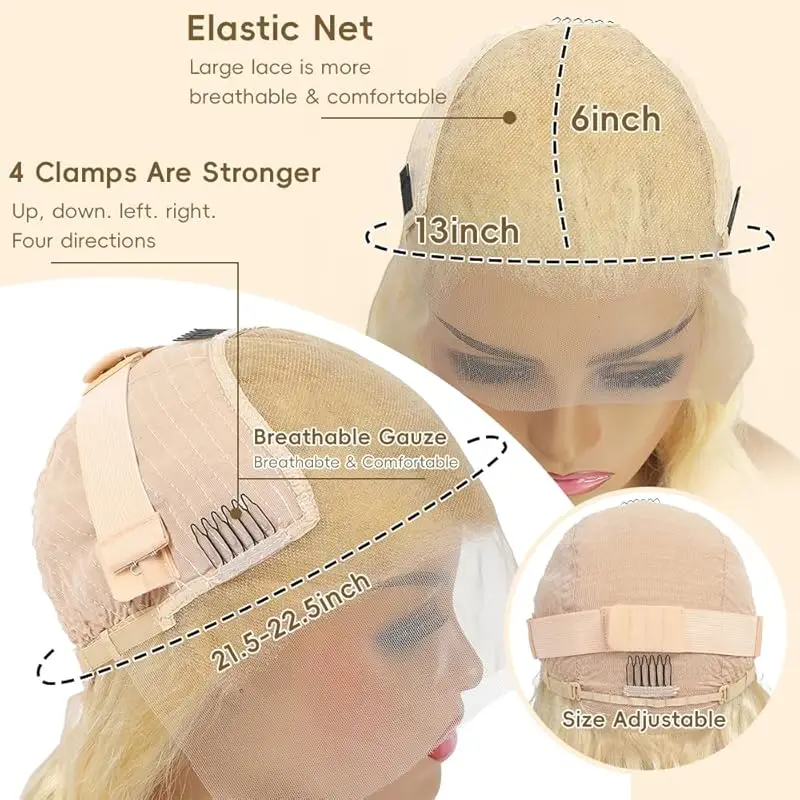 13x6 Blonde 613 Straight human hair wigs 38 inch HD Lace wigs 240 Density Front Lace Brazilian wigs human hair For women