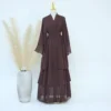 Mousseline de soie Abaya Kimono dubaï musulman Cardigan couches Abayas femmes Robe décontractée femme Islam vêtements avec ceinture Abaya tenues arabes