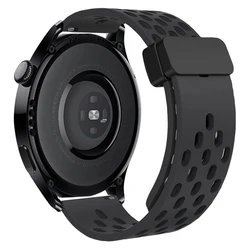 Magnetic Folding Buckle Silicone Watch Strap - 22mm Replacement Bracelet Watchband for 22MM Width Band (Black)