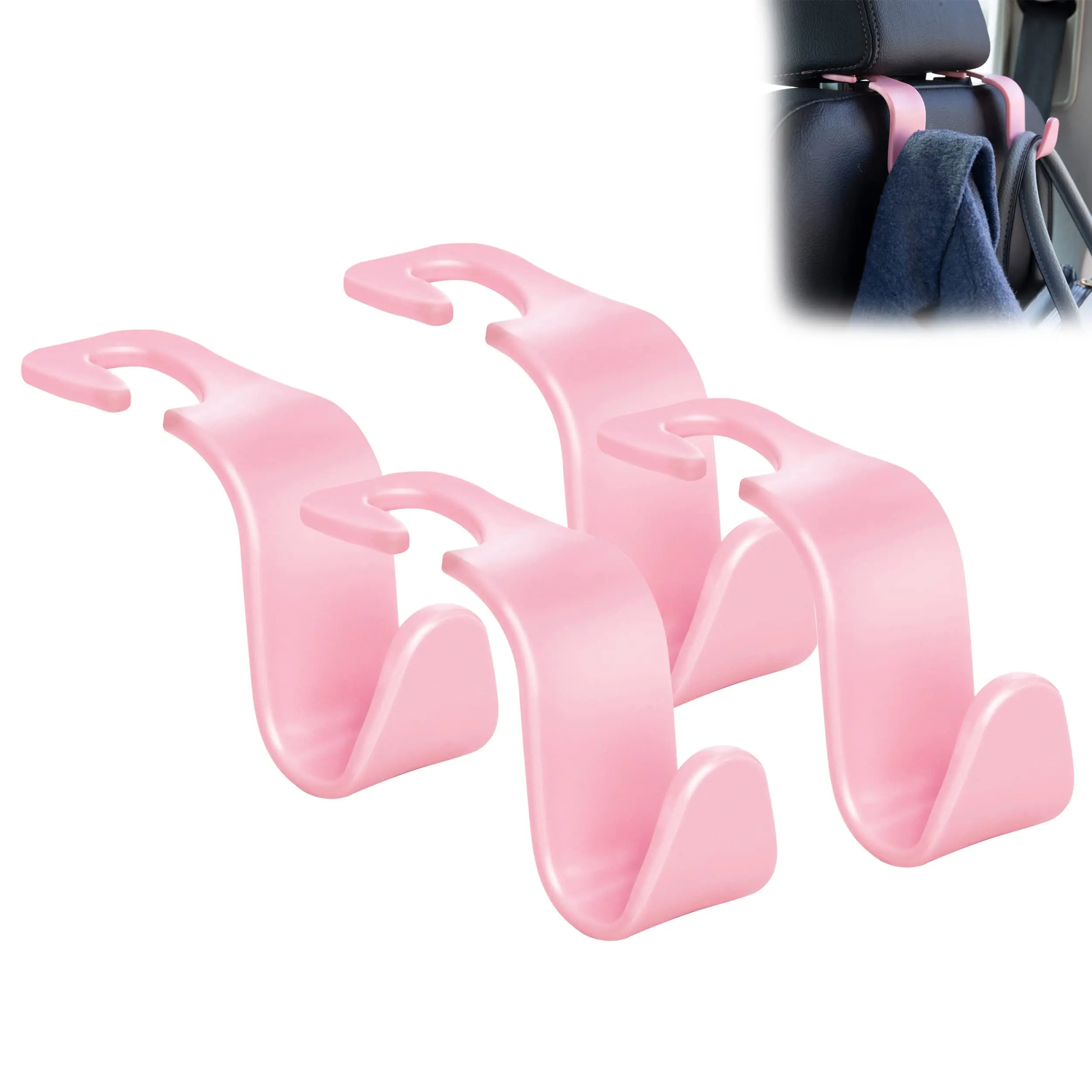 

Car Seat Headrest Hook 4 Pack Hanger Storage Organizer Universal for Handbag Purse Coat fit Universal Vehicle Car S Type