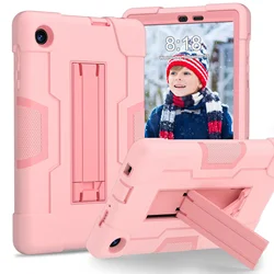 Rugged Shockproof Tablet Case with Built-in Kickstand and Pen Slot for TCL Tab 8 WiFi 9132X (Pink)