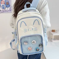 Y2K Cute Cat Ita Backpacks Large Capacity Knapsack Casual Girl Transparent DIY Display Rucksack Cartoon Trendy Travel Schoolbags 2