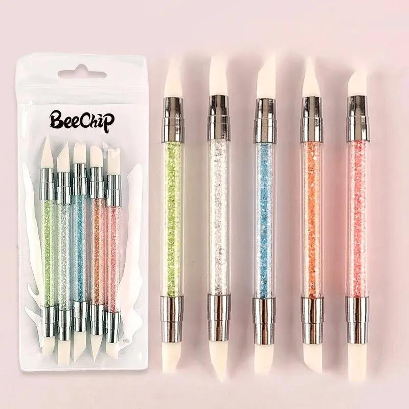 Nail Art Pen Double Head Silicone Flower Sculpting Pen Adjustable Glue Stick Embossing Pen Nail Art Brush Every Home Tool 2