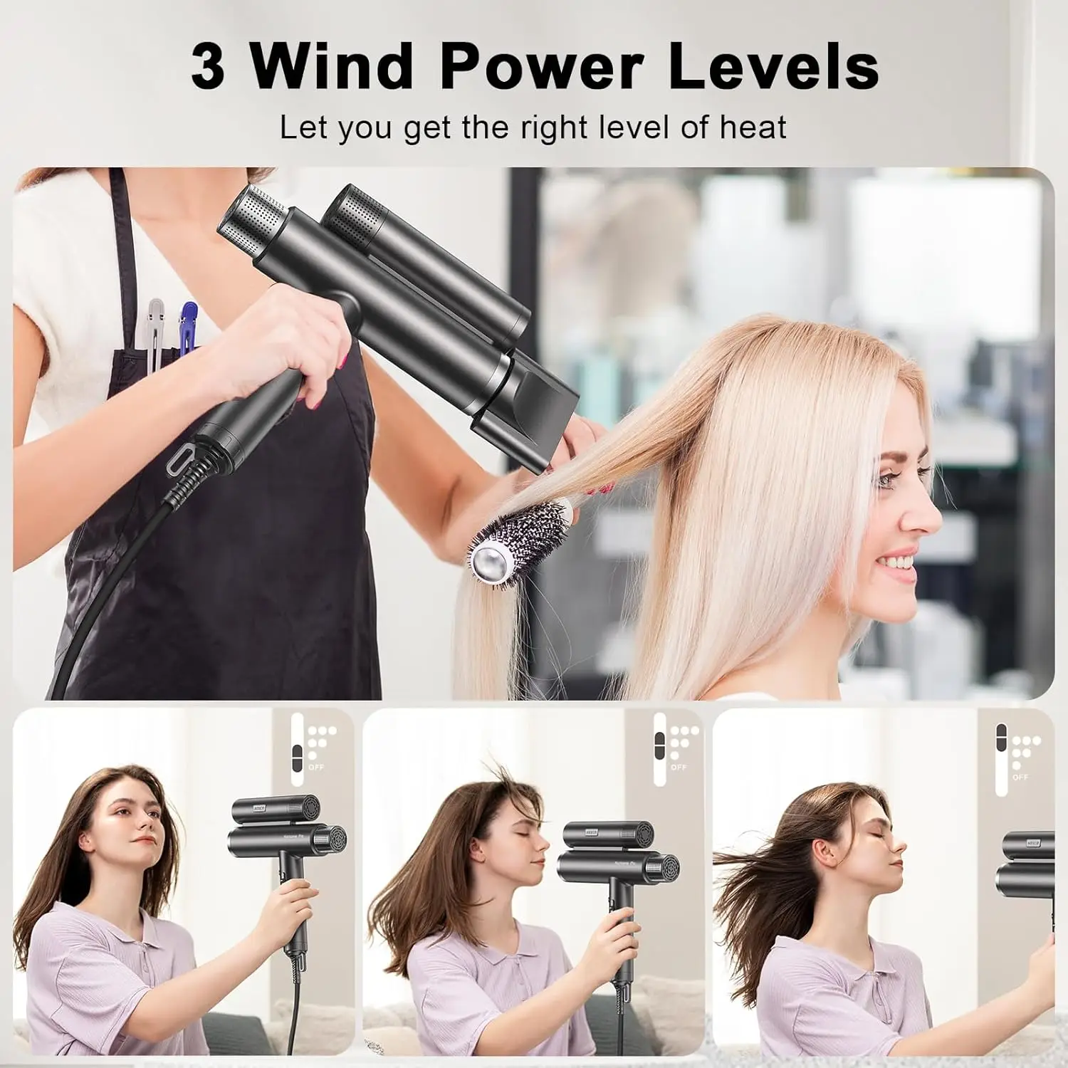 Pro Professional Hair Dryer, Unique 216,000 RPM Dual Brushless Motor Ionic Blow Dryer for Salon & Home Use Compact, Lightwei