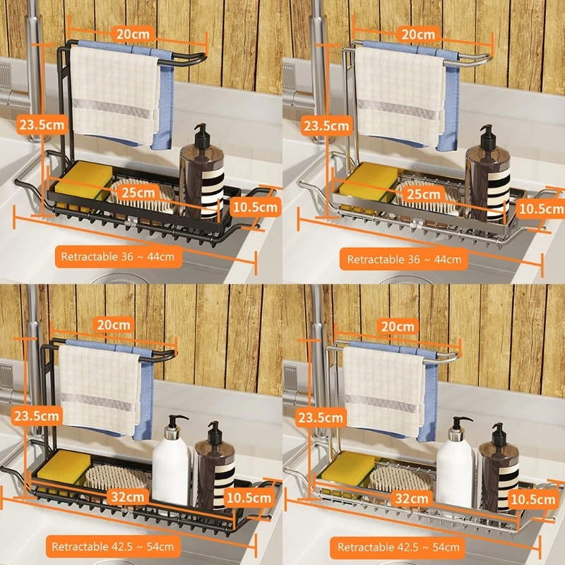 

Телескопический органайзер для раковины, стойка из нержавеющей стали, корзина для сушки посуды, губка, мыло, держатель для НОВОЕ