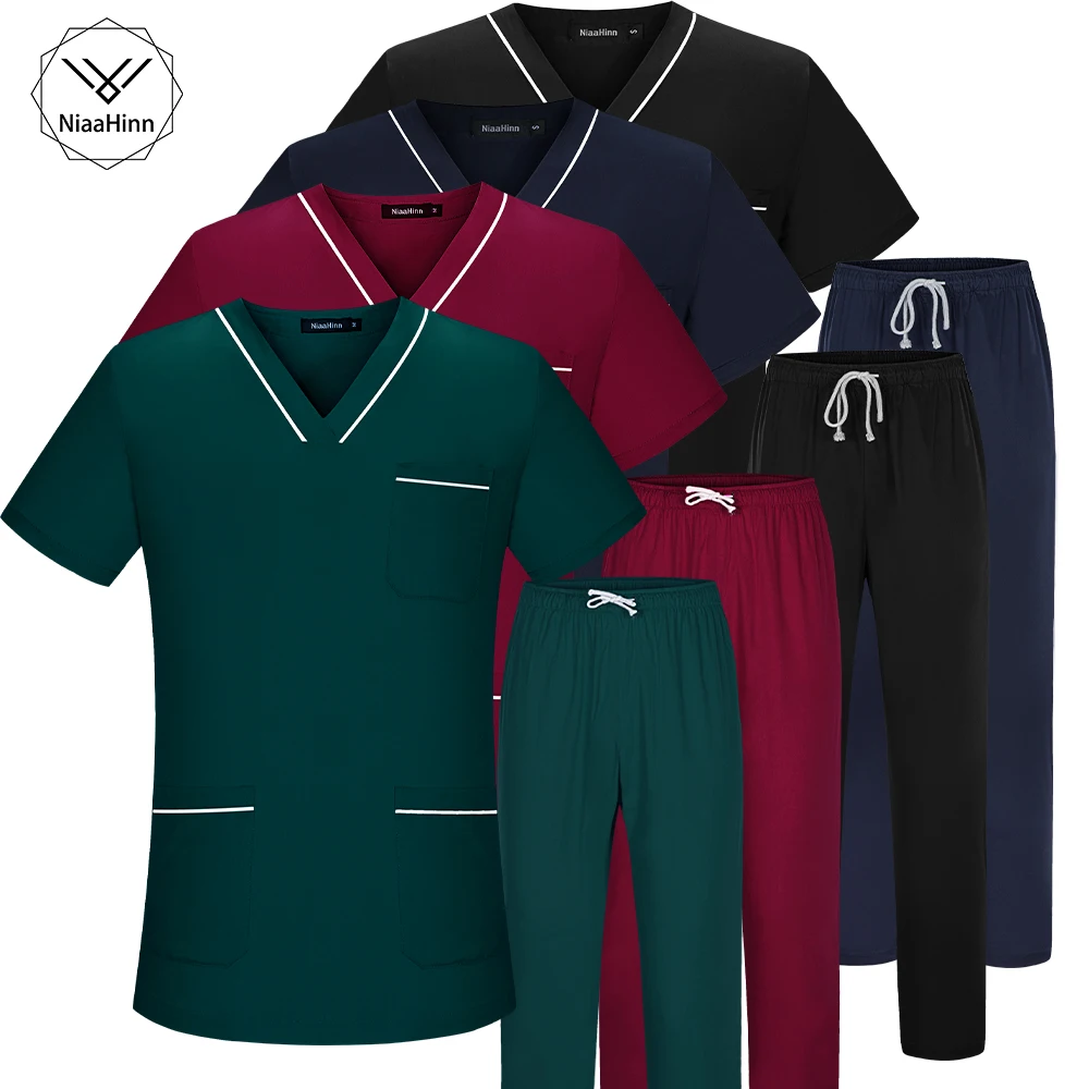 

Wholesale Customizable Logo Overalls Suit Solid Color Stretch Medical Uniform Dental Clinic Doctor Breathable Nursing Scrub Suit