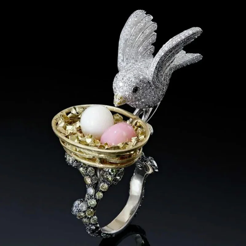Finger Ring Animal Ring Exquisite Unique Spider Fog Shiny CZ Crystals Stone For Women Female Anel accessories gifts