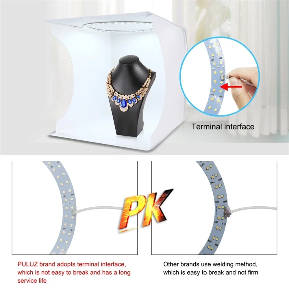 Folding Portable Ring Light Board Photo Lighting Studio Shooting Tent Box Kit with Colors Backdrops