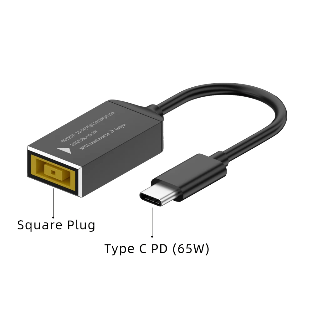 Cabo de Carregamento Rápido Usb tipo c pd Carregador Portátil Lenovo dc Square Plug para Adaptador tipo c pd Conversor para Macbook e Poco 65w